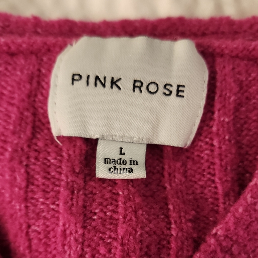 Pink Rose Women's Sweater - Vibrant Pink - Picture 2 of 13